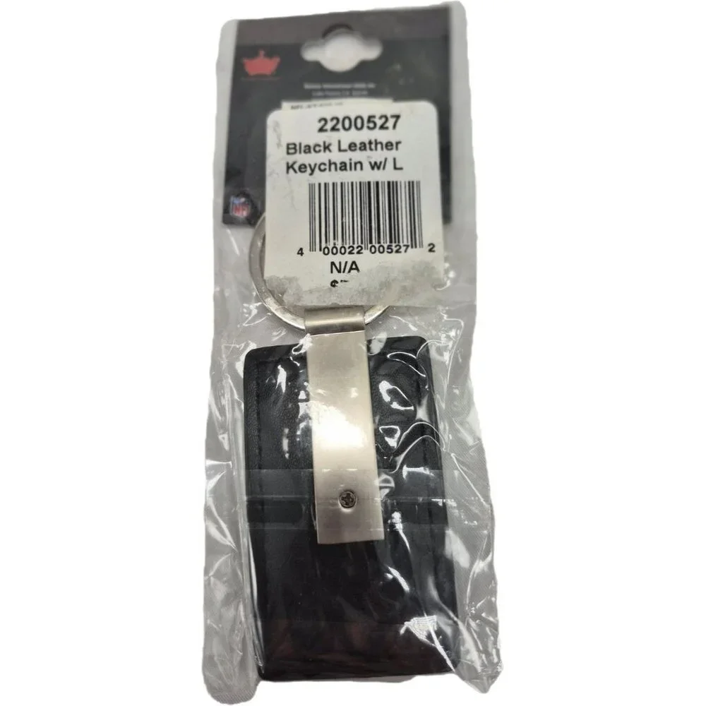 Aminco NFL Packers Black Leather Metal Key Ring Keychain Laser Engraved Black Si